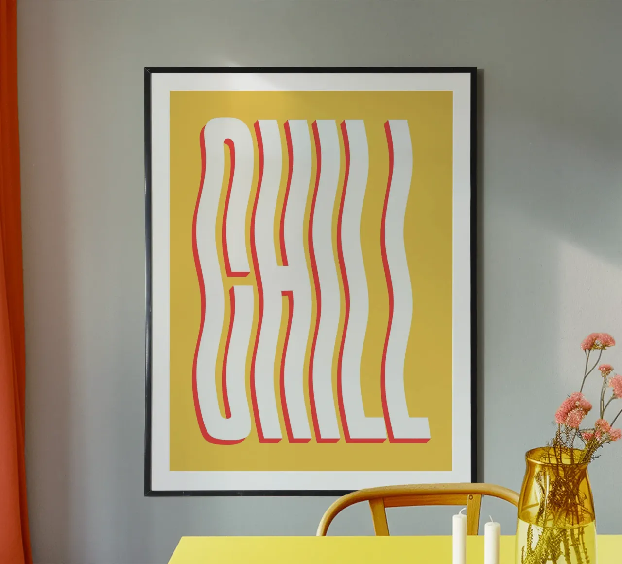 Chill Wavy Text (Gelbton) Poster von Paigaam Studio