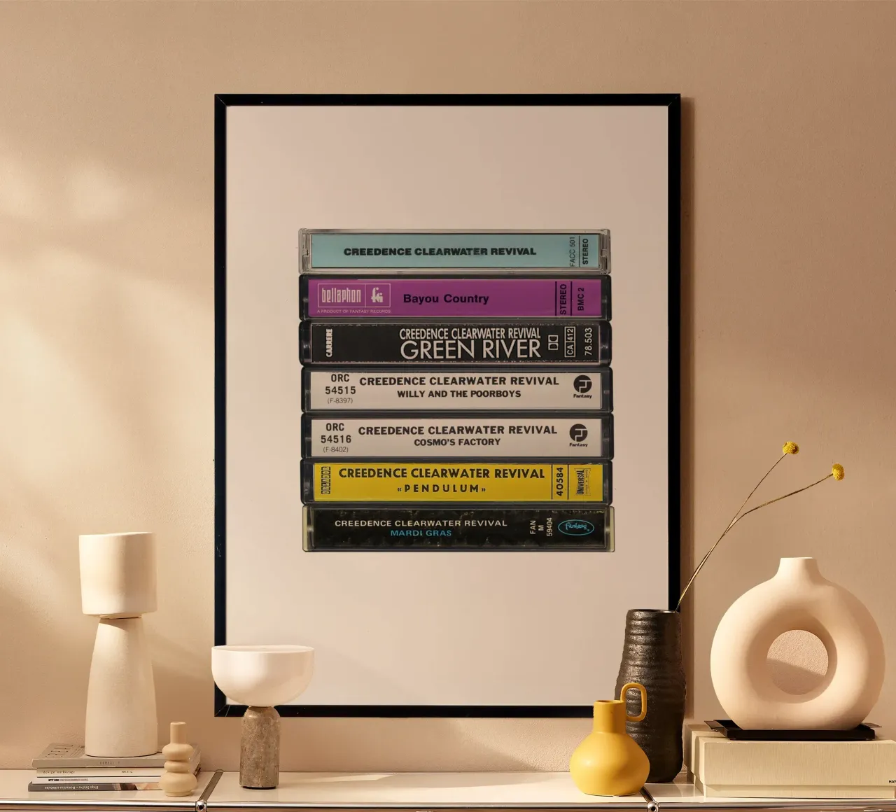 Creedence Clearwater Revival - Album raccolti - Cassette poster con telaio in alluminio da MrMustardPrints