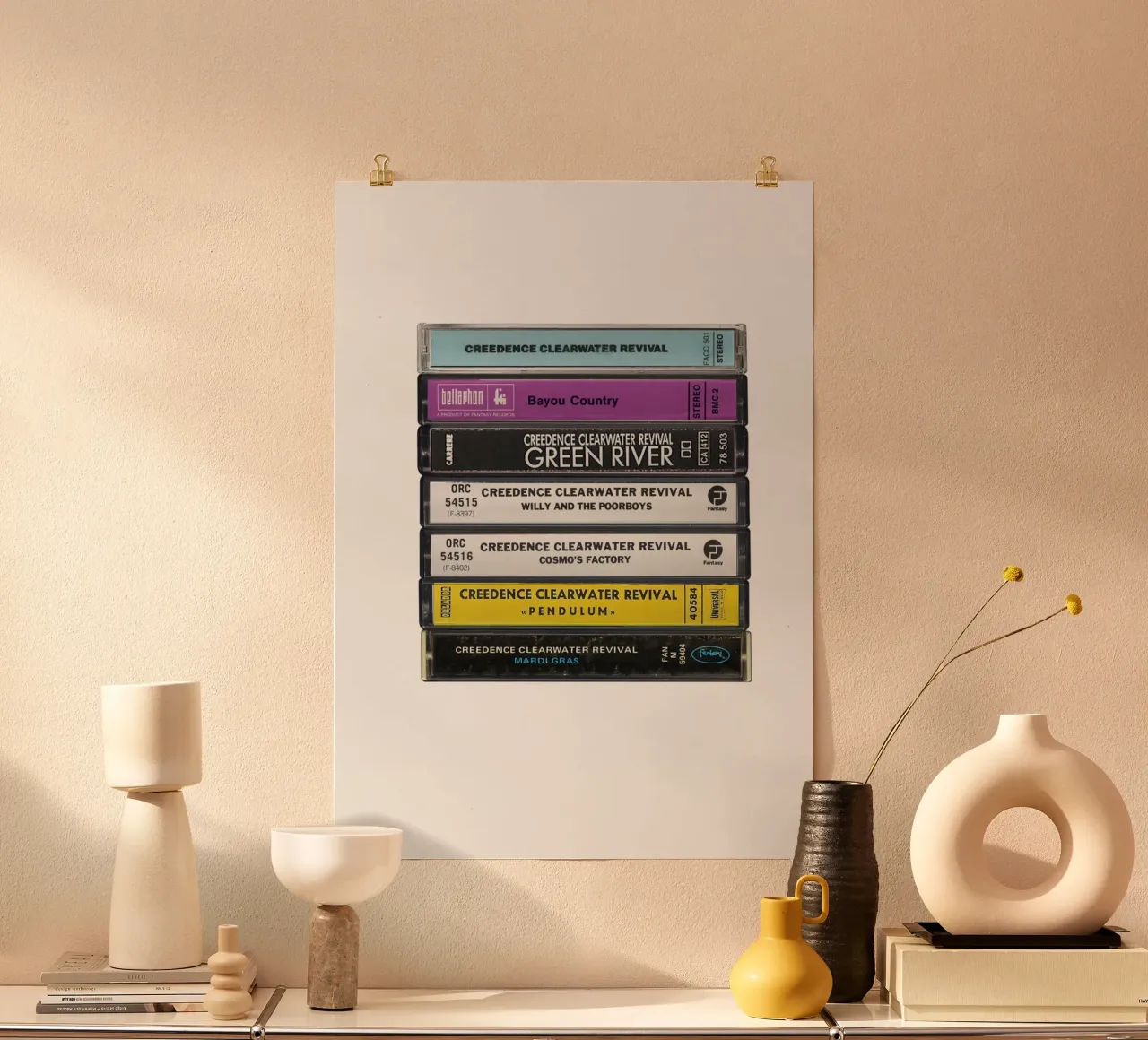 Creedence Clearwater Revival - Album raccolti - Cassette poster con telaio in alluminio da MrMustardPrints