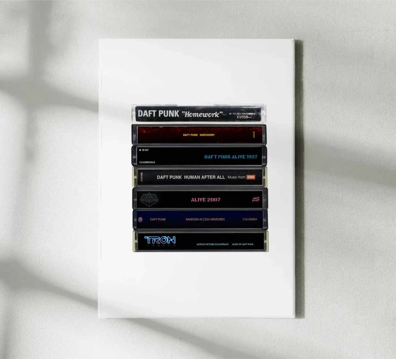 Daft Punk - Album raccolti - Stampa su cassetta tela con Cornice a cassetta da MrMustardPrints