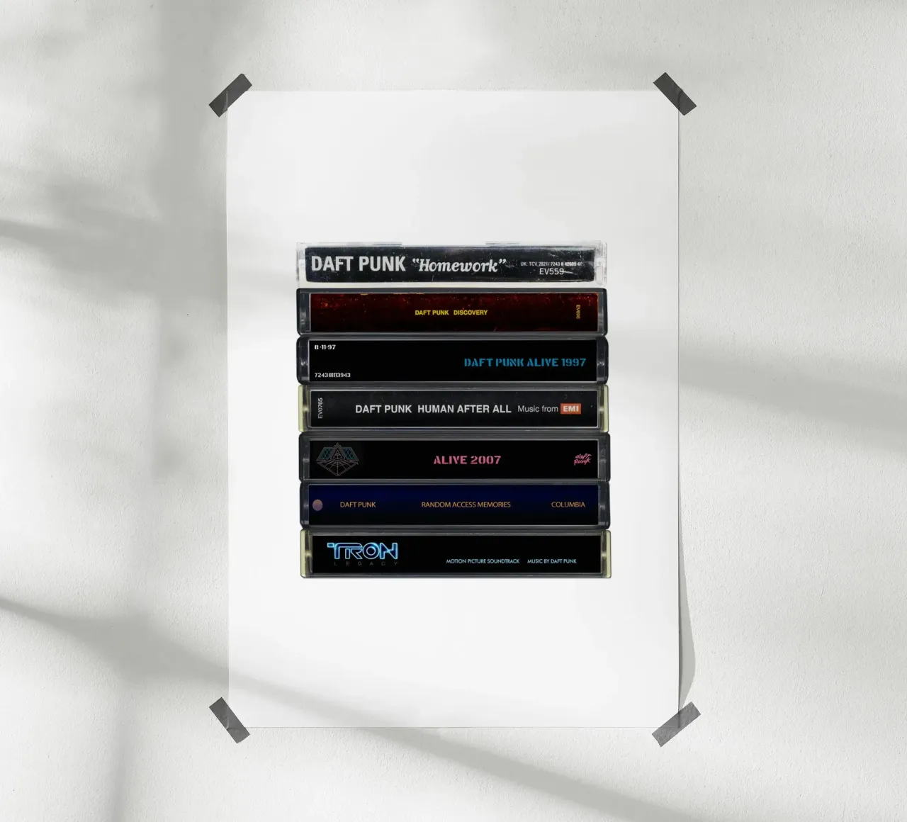 Daft Punk - Album raccolti - Stampa su cassetta poster da MrMustardPrints