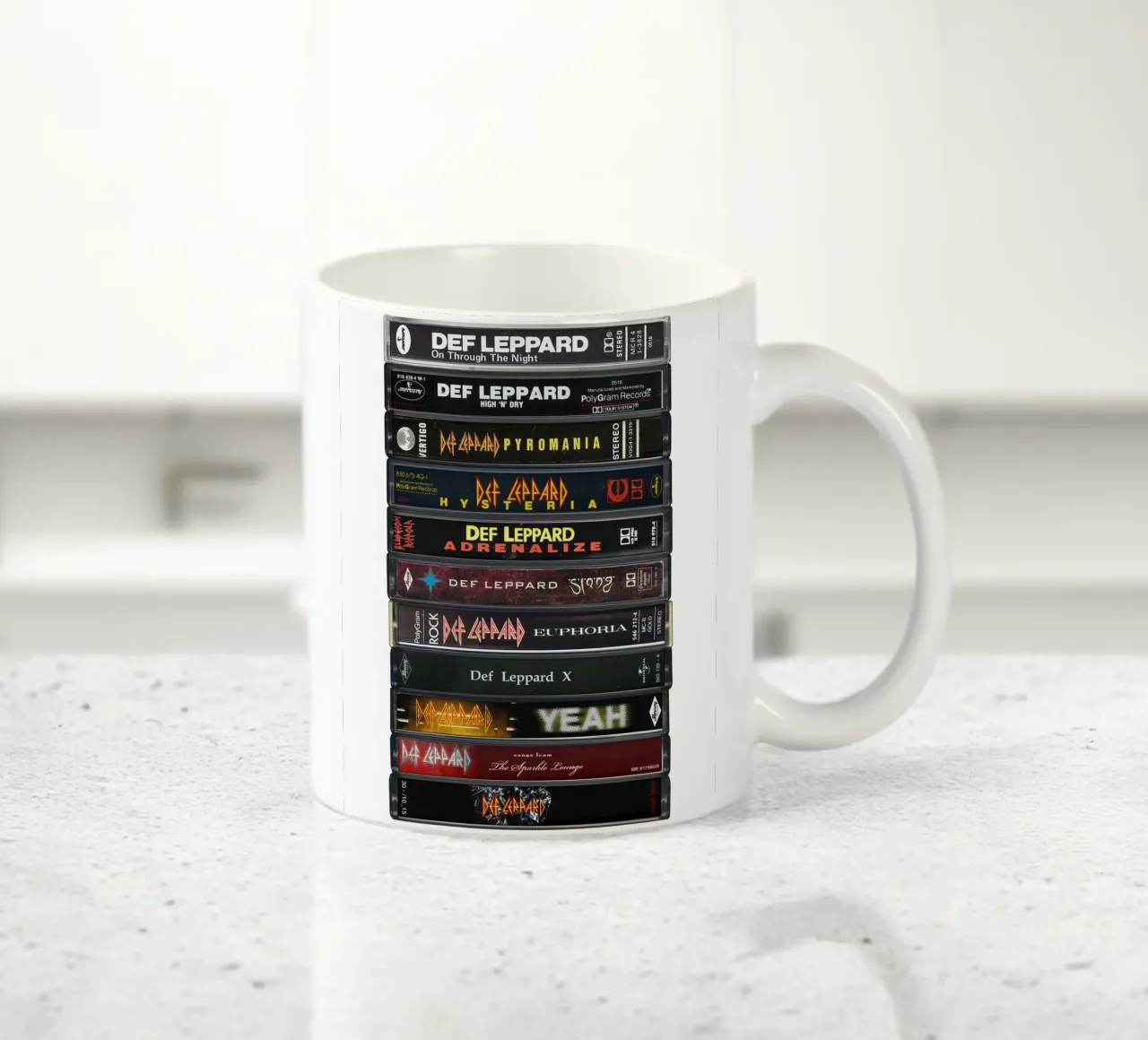 Def Leppard - Album raccolti - Stampa su cassetta tazza in ceramica da MrMustardPrints