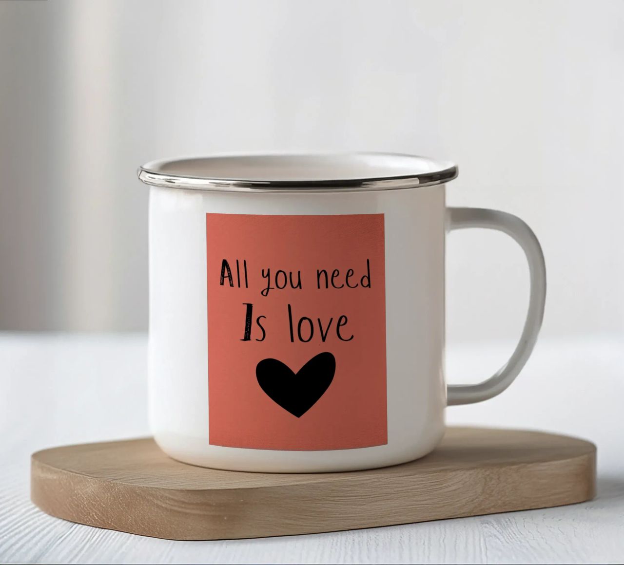 Tutto ciò che serve è l'amore tazza in smalto da Proper job studio