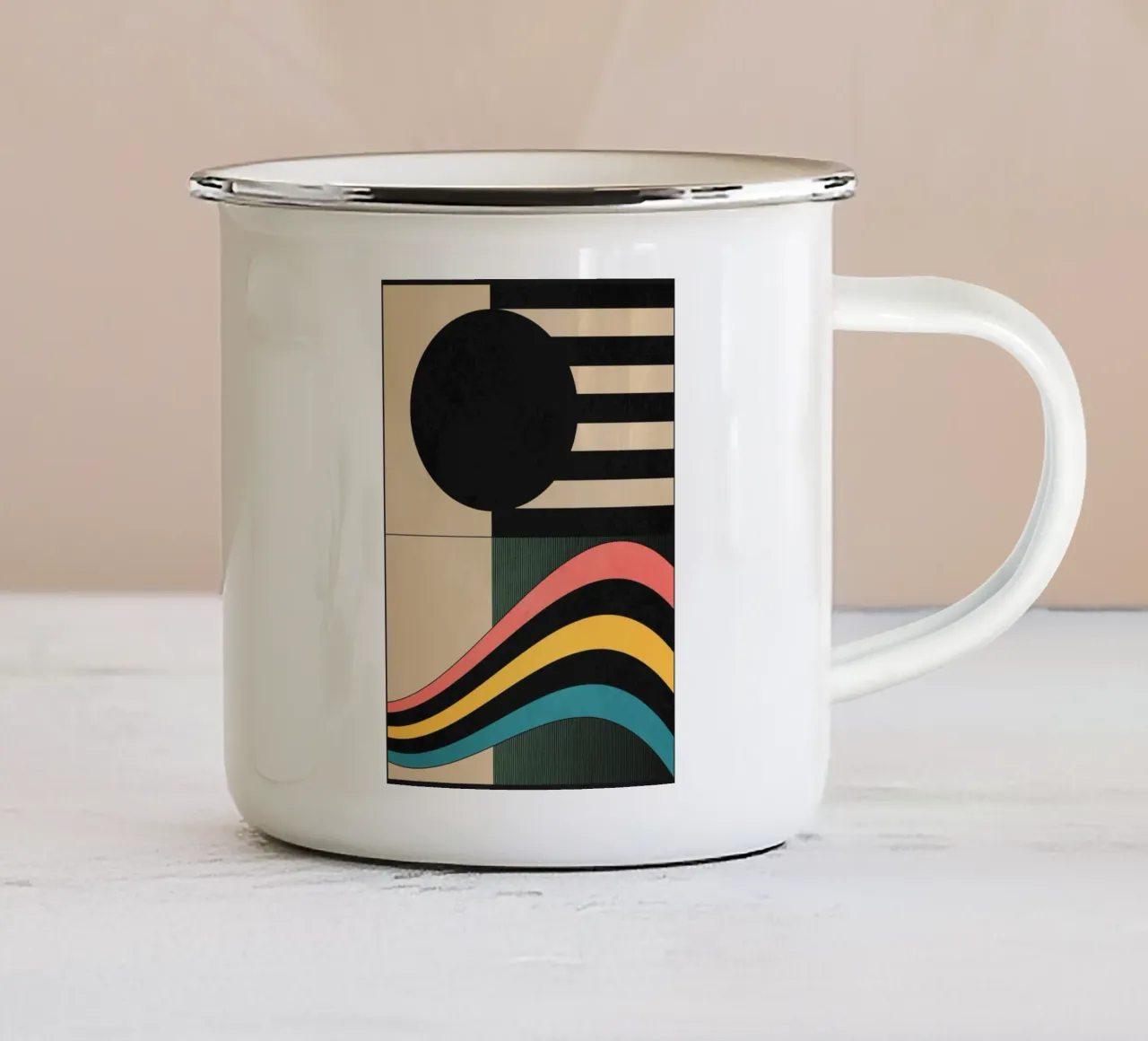 Astrazione geometrica 45 tazza in smalto da Gaite