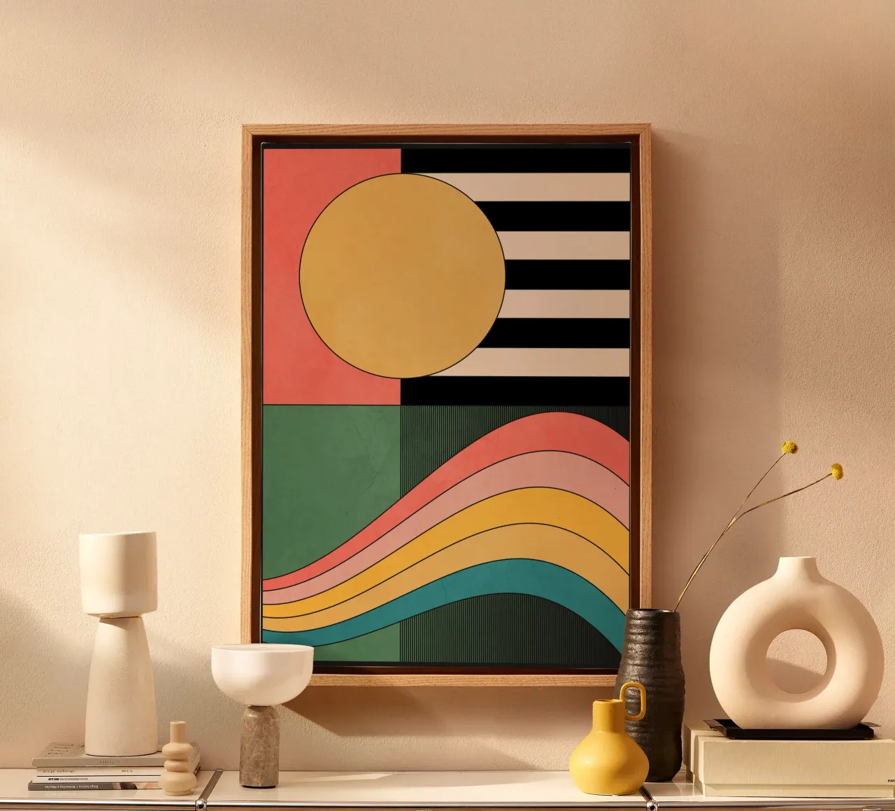 Geometric Abstraction 46 canvas with Floater frame by Gaite