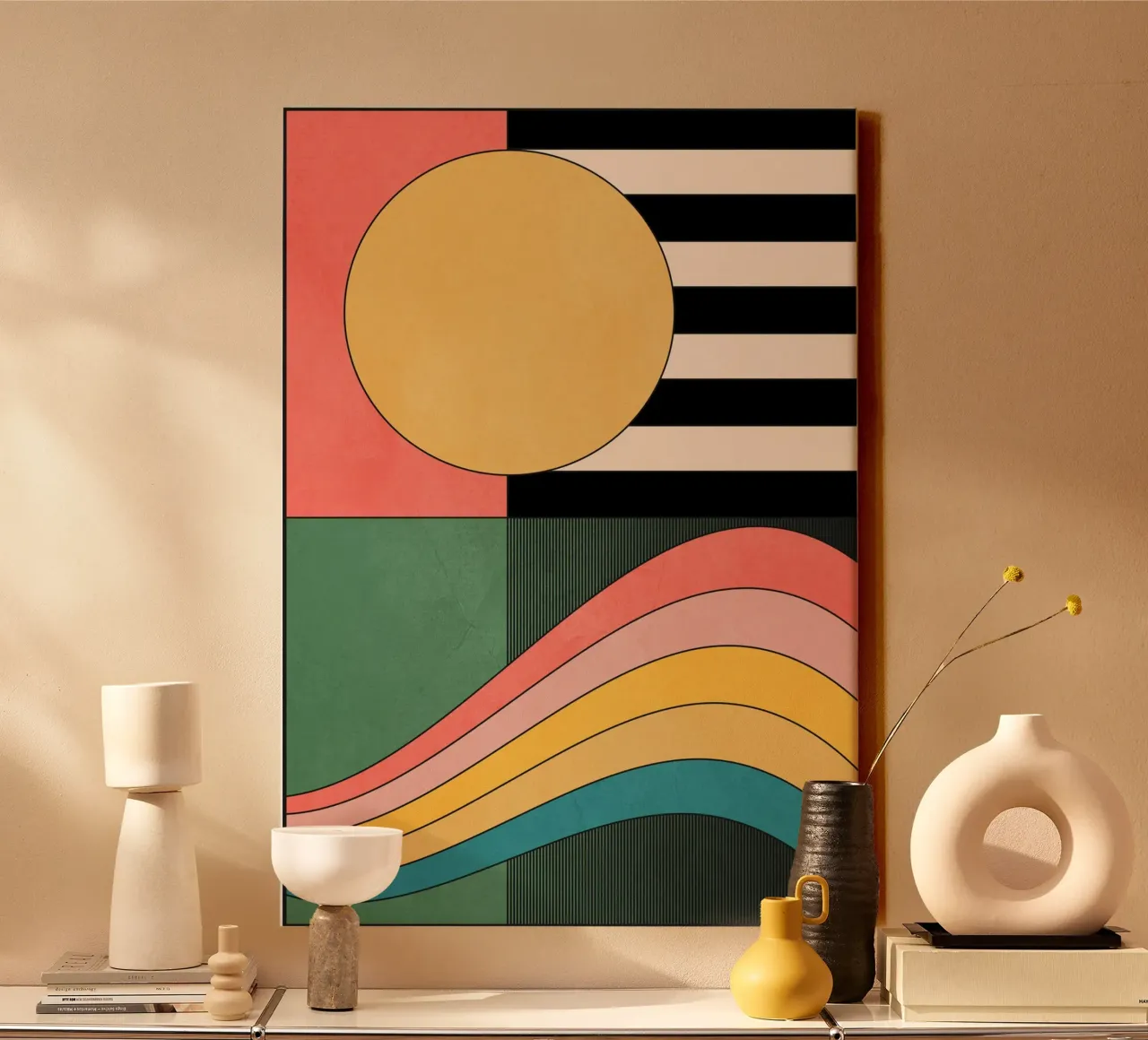 Geometric Abstraction 46 canvas with Floater frame by Gaite