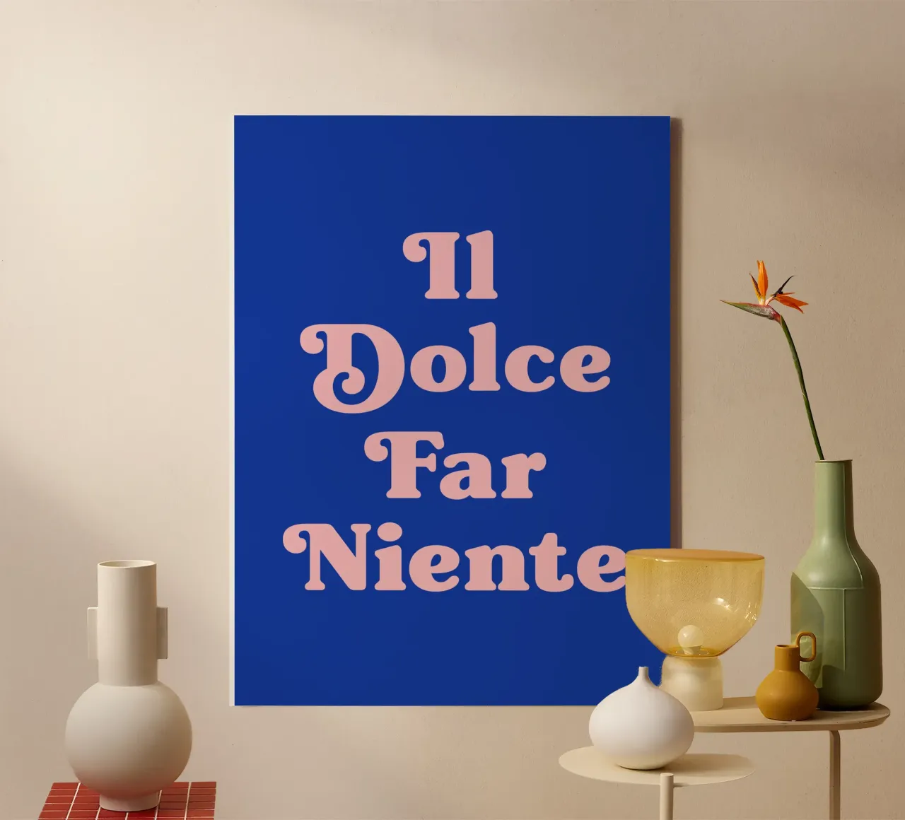 Il dolce far niente - Die Süße des Nichtstuns Zitat Leinwand mit Schattenfugenrahmen von Paigaam Studio