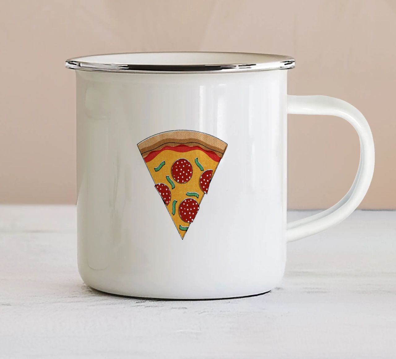FAST FOOD - Pizza tazza in smalto da DANIEL COULMANN