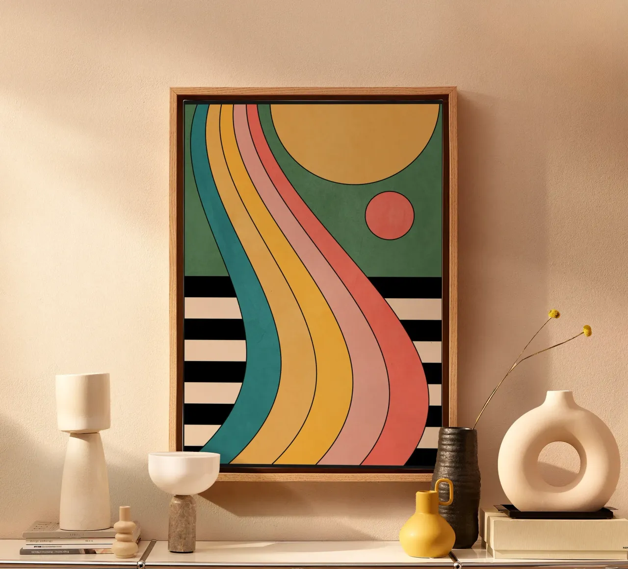 Geometric Abstraction 47 canvas with Floater frame by Gaite