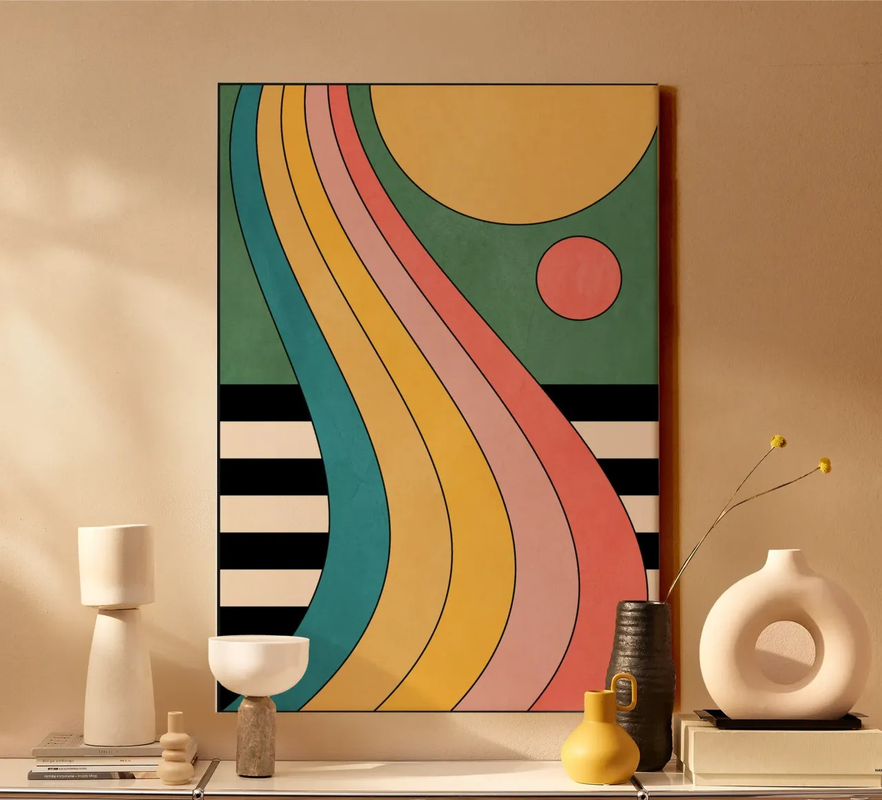 Geometric Abstraction 47 canvas with Floater frame by Gaite