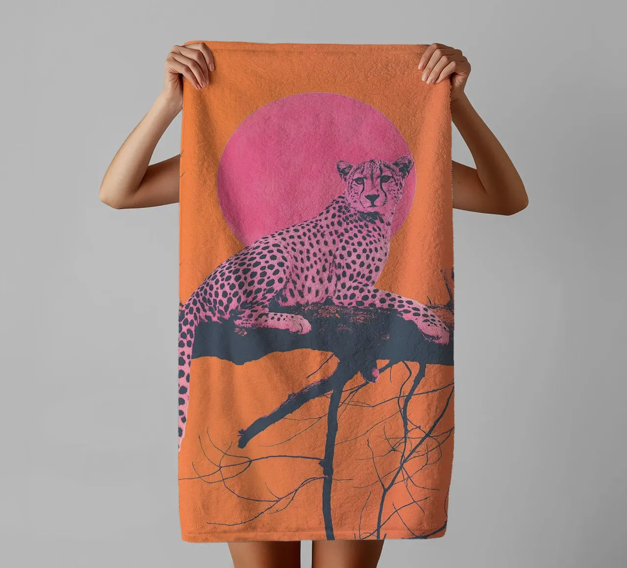 Pink Cheetah e Sunet Vibes asciugamano da bagno da Malou-Studio