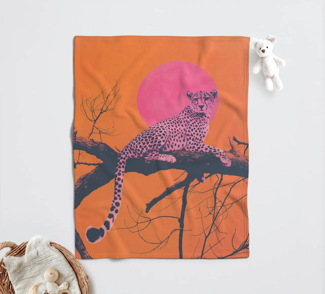 Pink Cheetah e Sunet Vibes coperta in pile da Malou-Studio