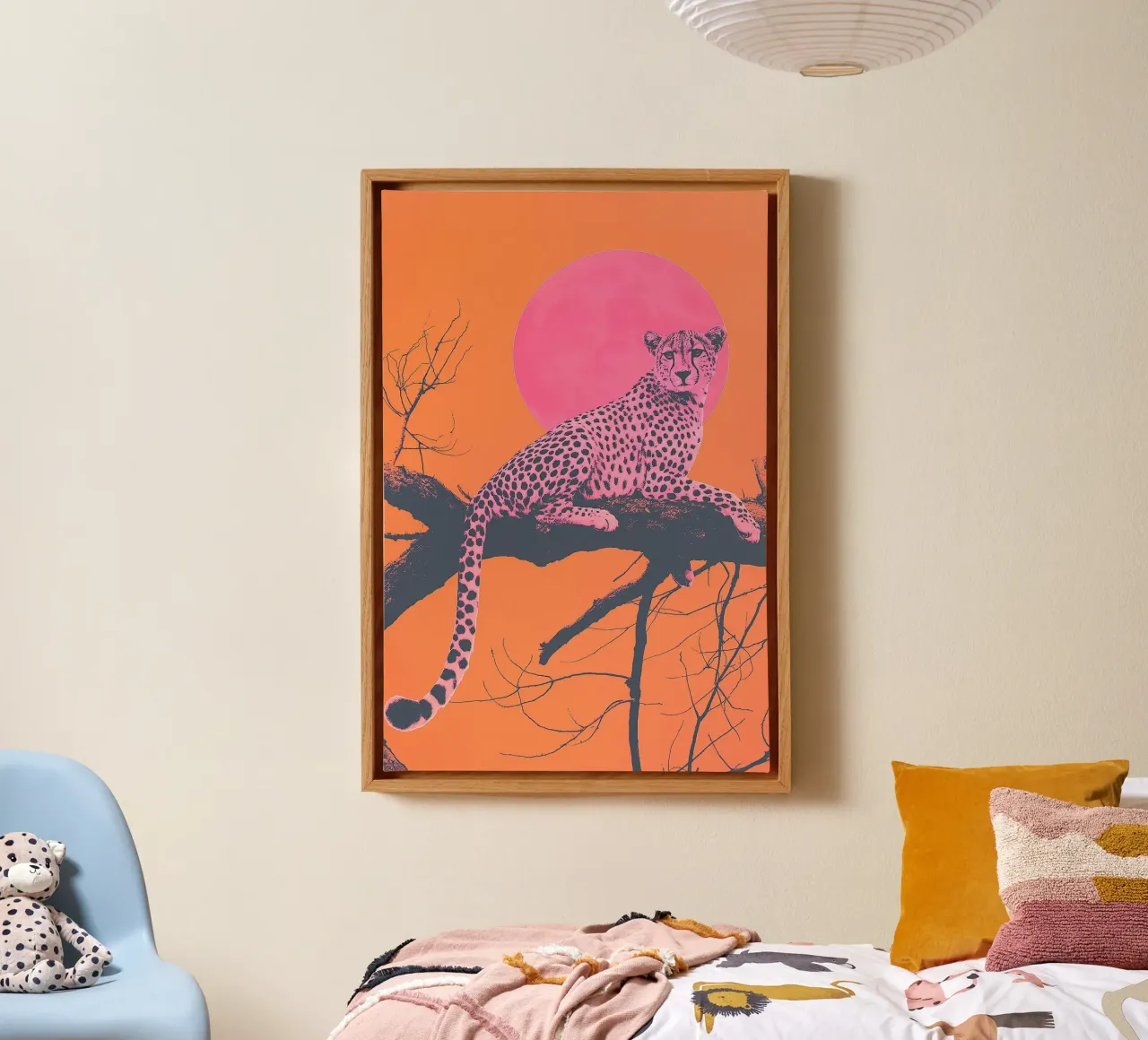 Pink Cheetah e Sunet Vibes tela con Cornice a cassetta da Malou-Studio