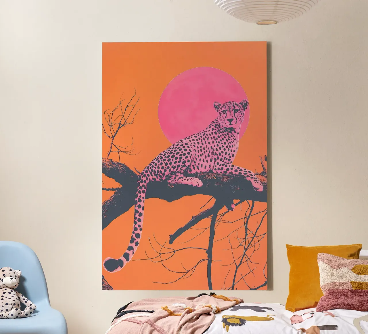 Pink Cheetah e Sunet Vibes tela con Cornice a cassetta da Malou-Studio