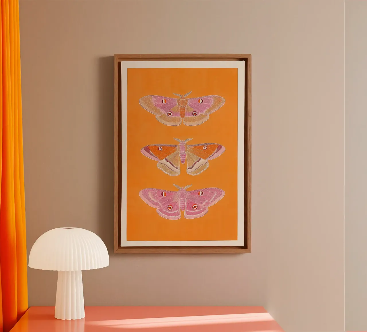Trio of pink Butterflies 01 canvas with Floater frame by Malou-Studio