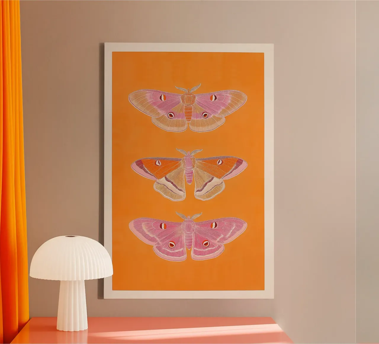 Trio of pink Butterflies 01 canvas with Floater frame by Malou-Studio