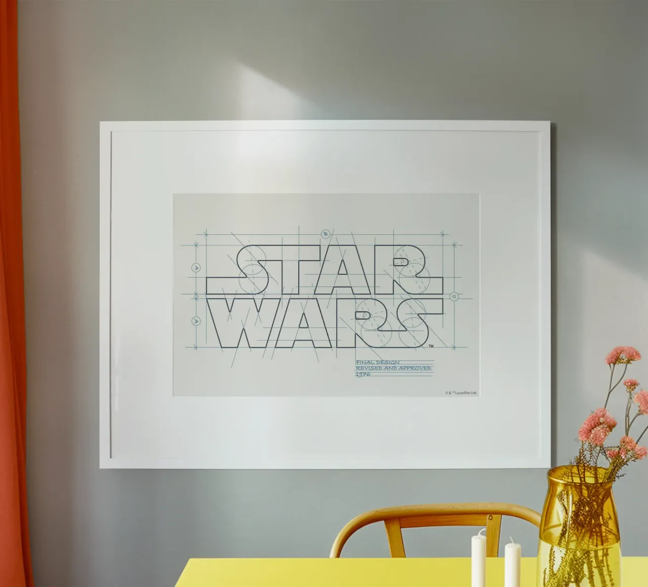 STAR WARS LOGO - RETRO poster con telaio in legno da Star Wars