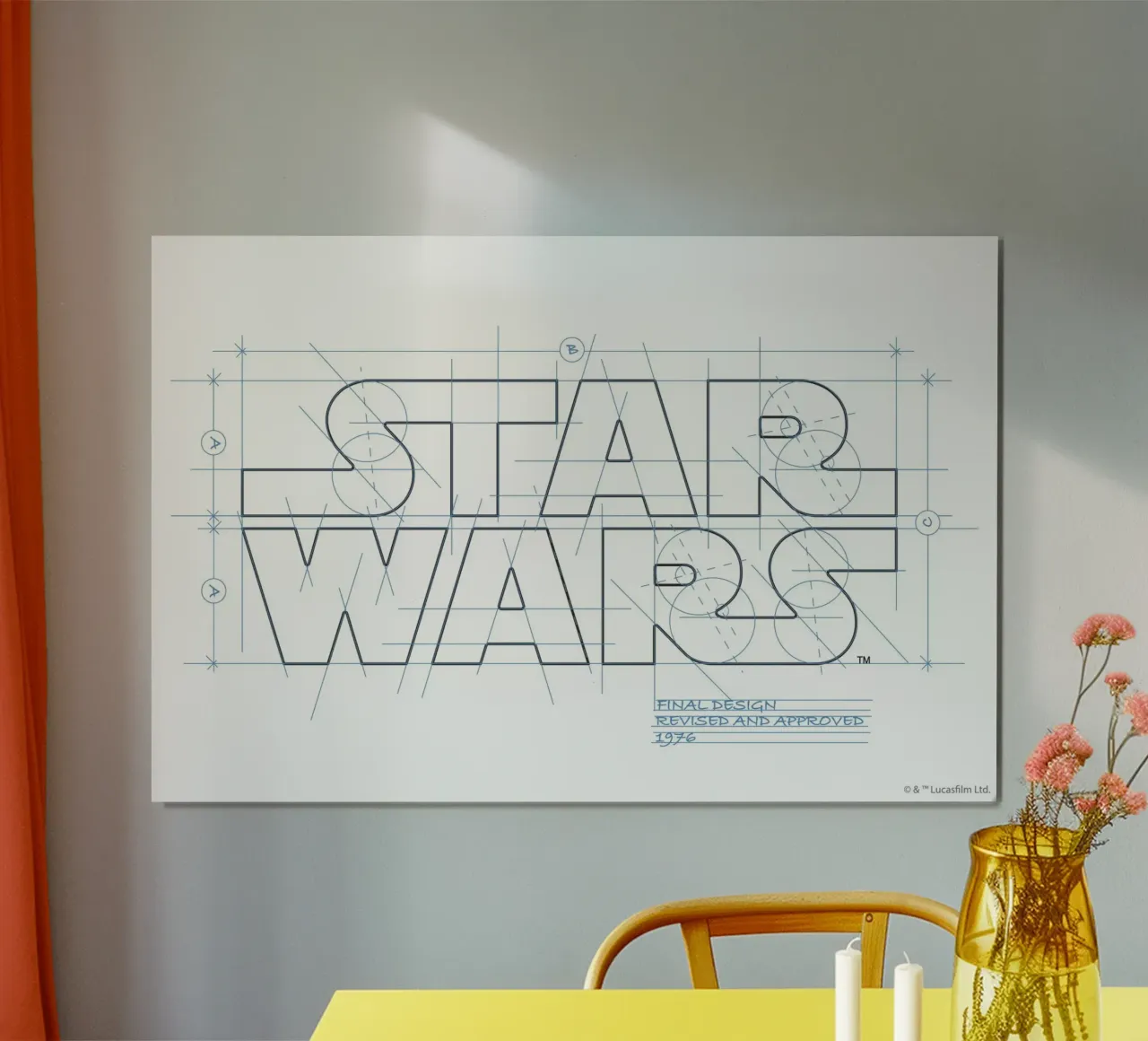 STAR WARS LOGO - RETRO poster con telaio in legno da Star Wars