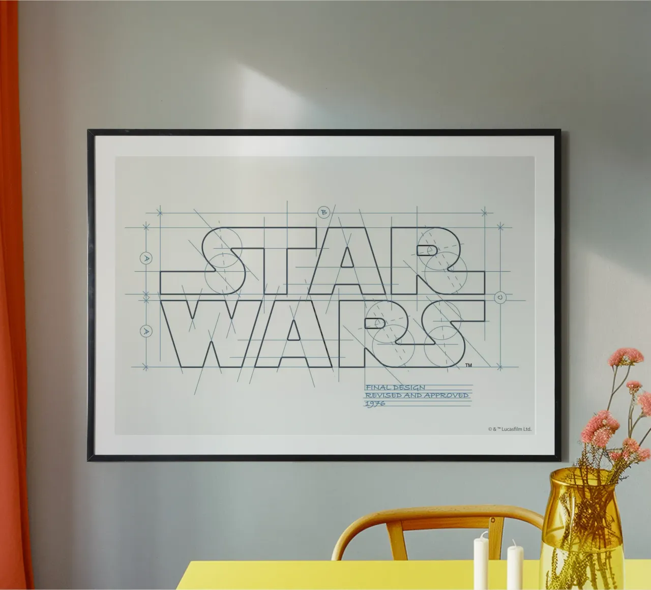 STAR WARS LOGO - RETRO poster con telaio in legno da Star Wars