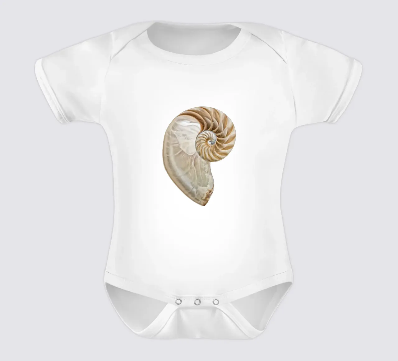 Natural Perfection: Cross-Section Nautilus Shell short-sleeve baby romper by Curious Collections by Marielle Leenders