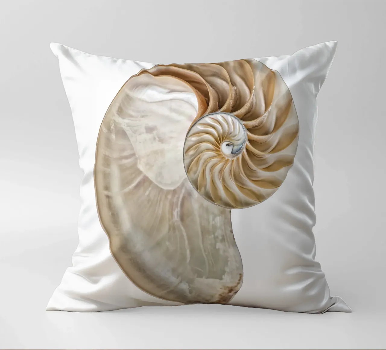 Natural Perfection: Cross-Section Nautilus Shell decorative cushion by Curious Collections by Marielle Leenders