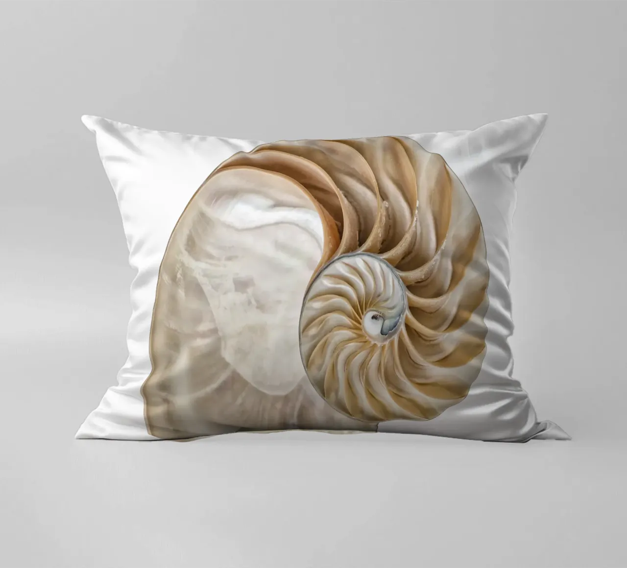 Natural Perfection: Cross-Section Nautilus Shell decorative cushion by Curious Collections by Marielle Leenders