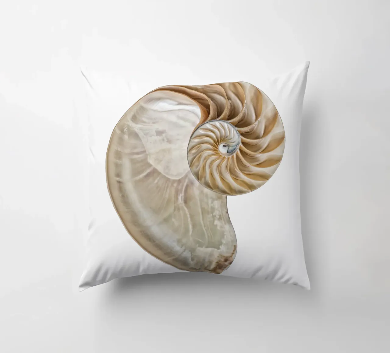 Natural Perfection: Cross-Section Nautilus Shell decorative cushion by Curious Collections by Marielle Leenders