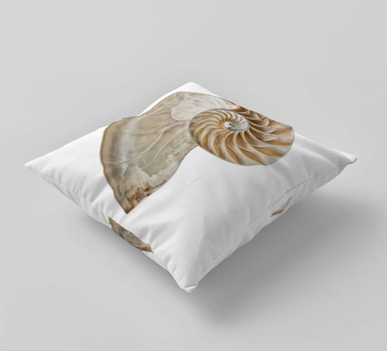 Natural Perfection: Cross-Section Nautilus Shell decorative cushion by Curious Collections by Marielle Leenders