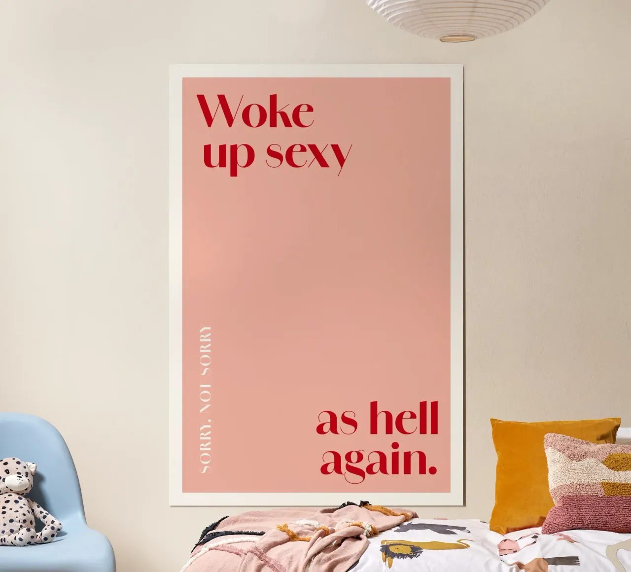 Woke up sexy as hell again Poster mit Aluminium Rahmen von Malou-Studio