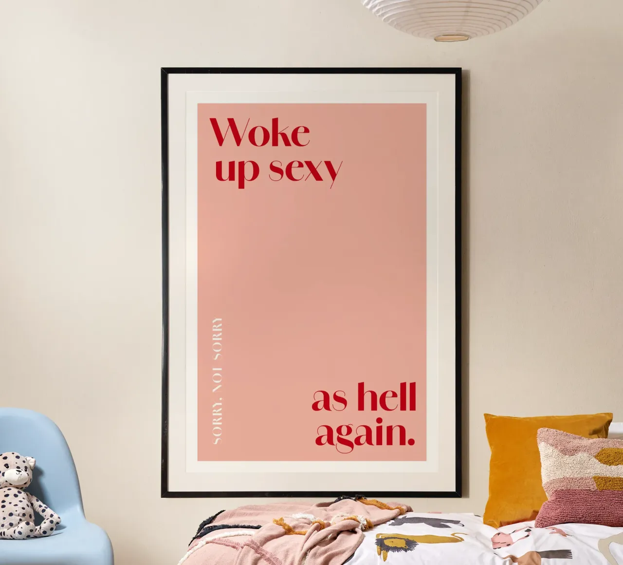 Woke up sexy as hell again Poster mit Aluminium Rahmen von Malou-Studio