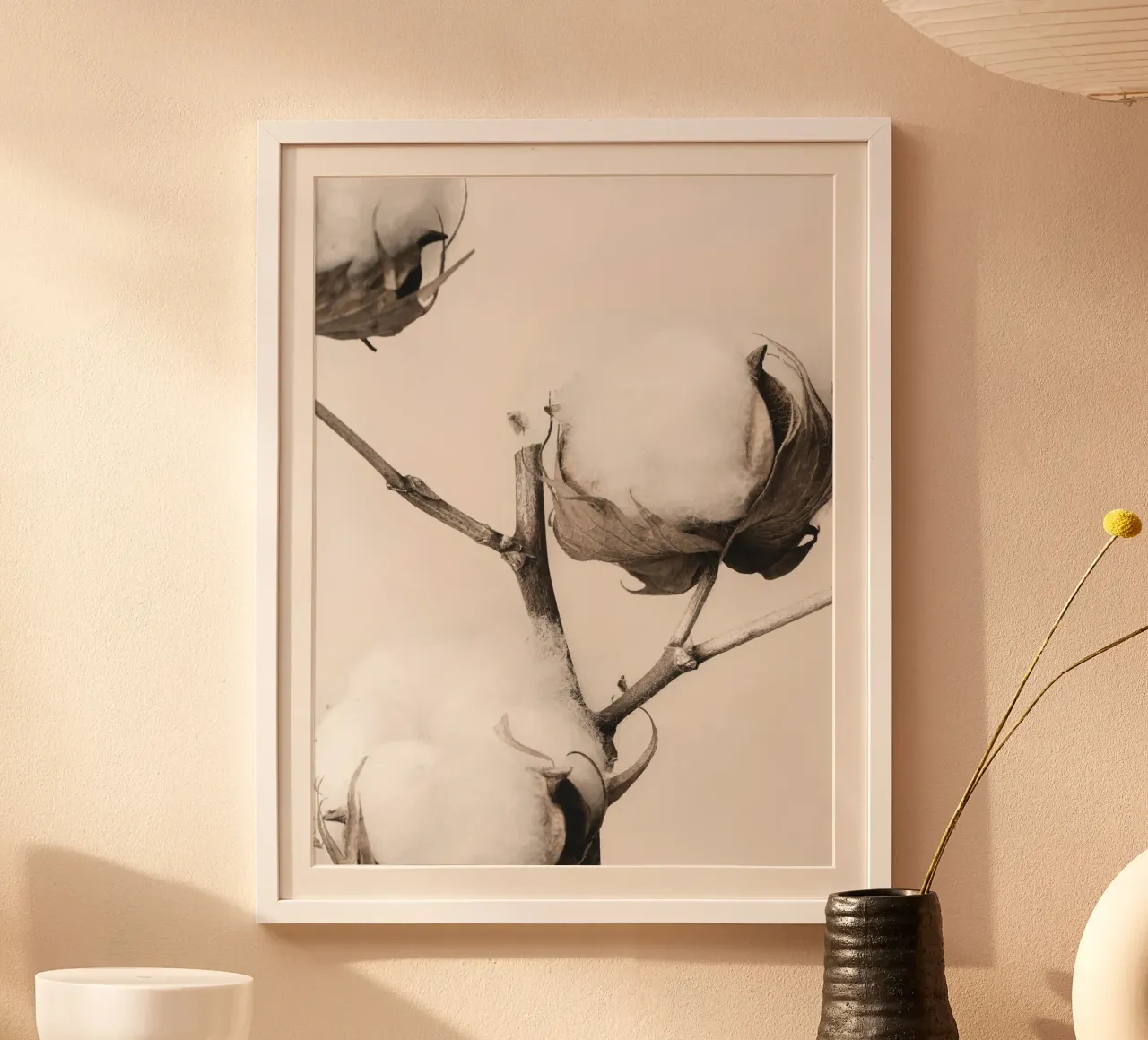 Natürliche Baumwollkunst – Elegantes Pflanzendesign Poster von Whole©