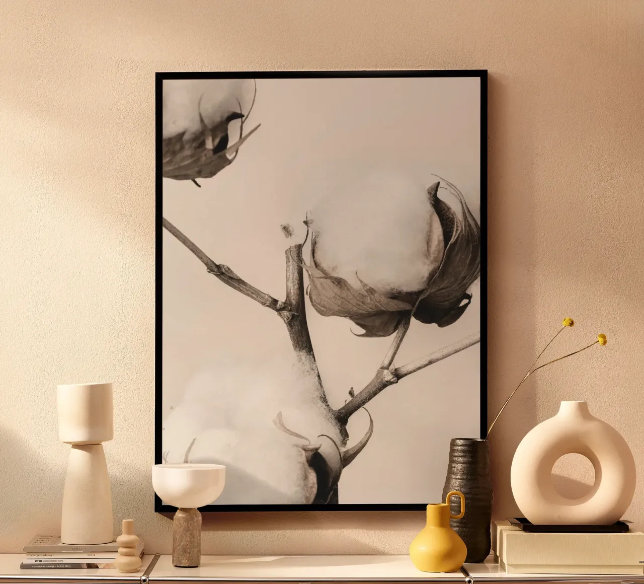 Natürliche Baumwollkunst – Elegantes Pflanzendesign Poster von Whole©