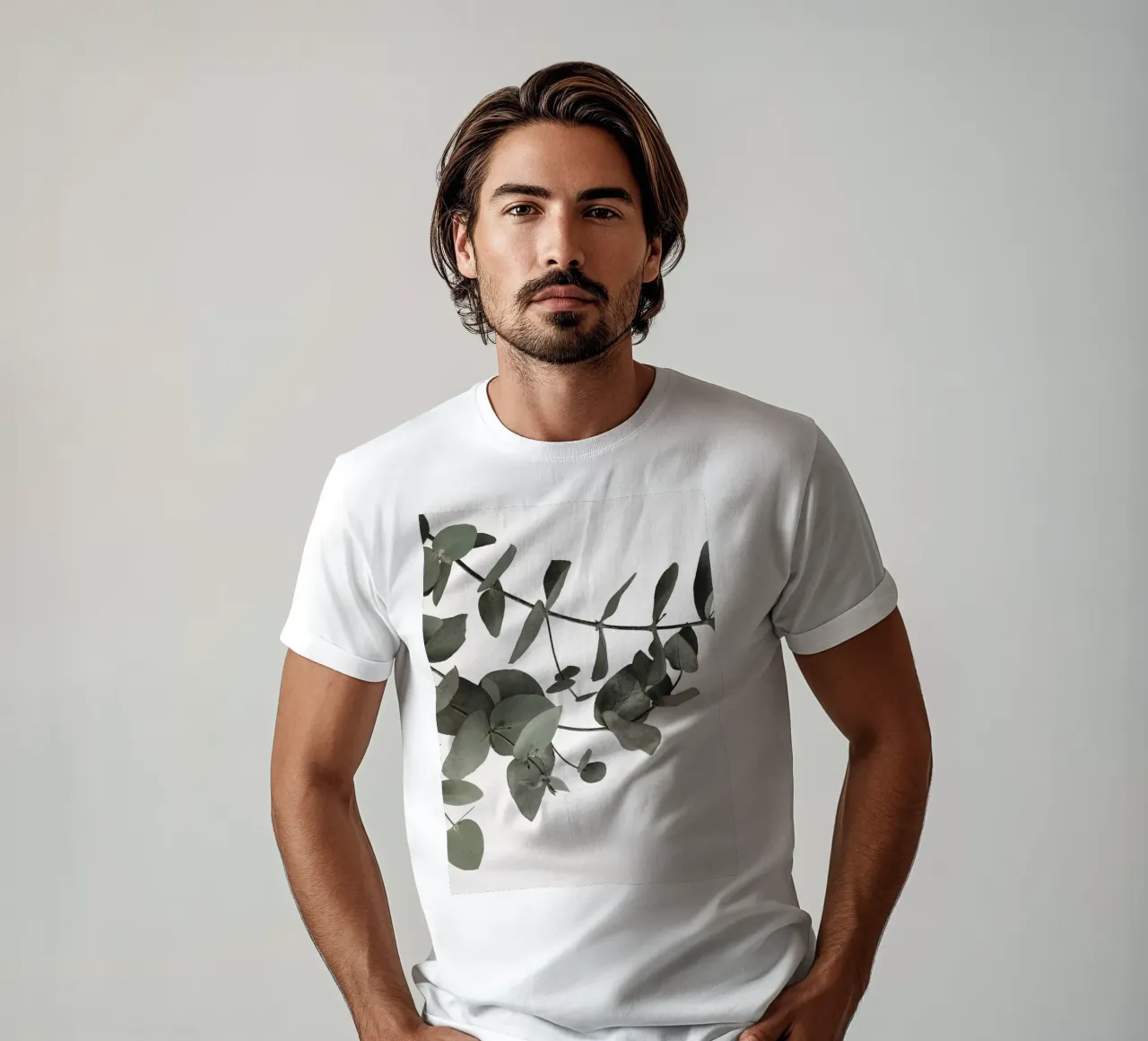 Eucalyptus Minimal - Stylish natural motif in subtle tones t-shirt by Whole©
