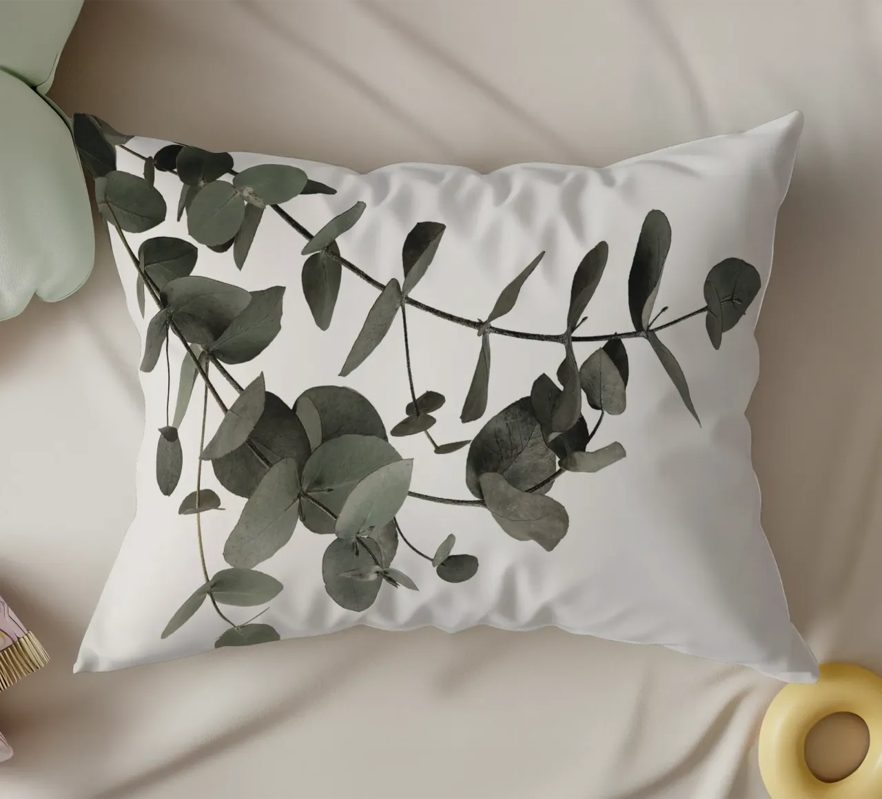 Eucalyptus Minimal - Stylish natural motif in subtle tones decorative cushion by Whole©
