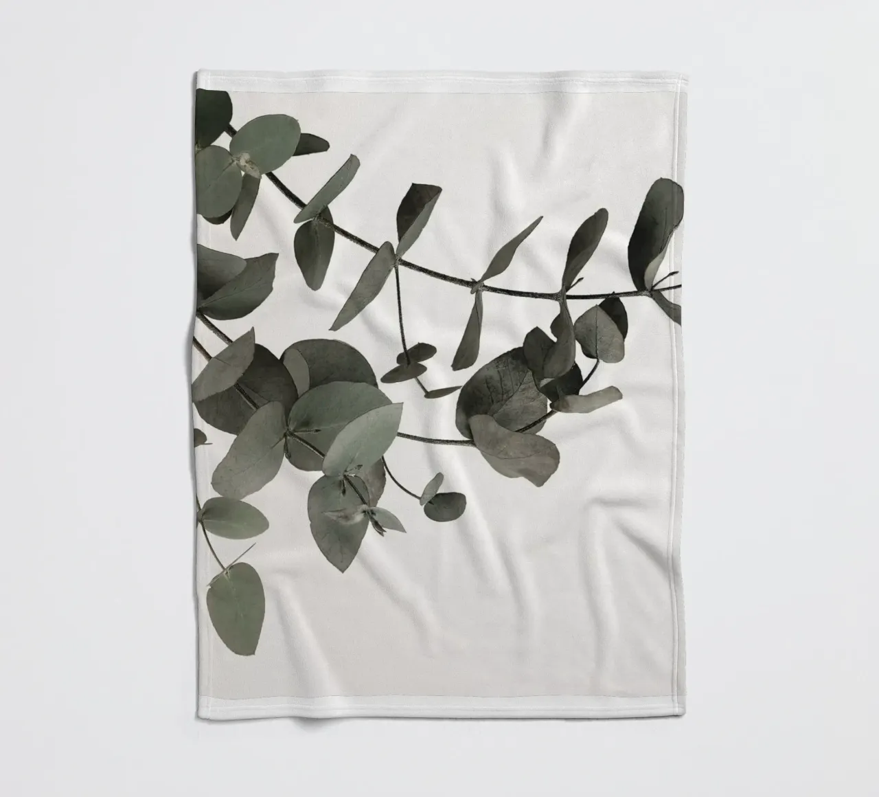 Eucalyptus Minimal - Stylish natural motif in subtle tones fleece blanket by Whole©