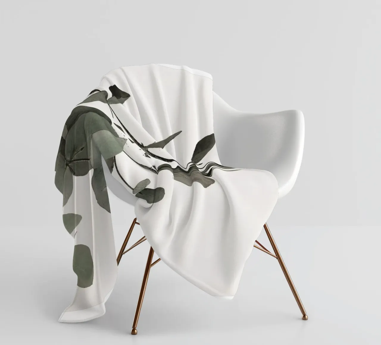 Eucalyptus Minimal - Stylish natural motif in subtle tones fleece blanket by Whole©