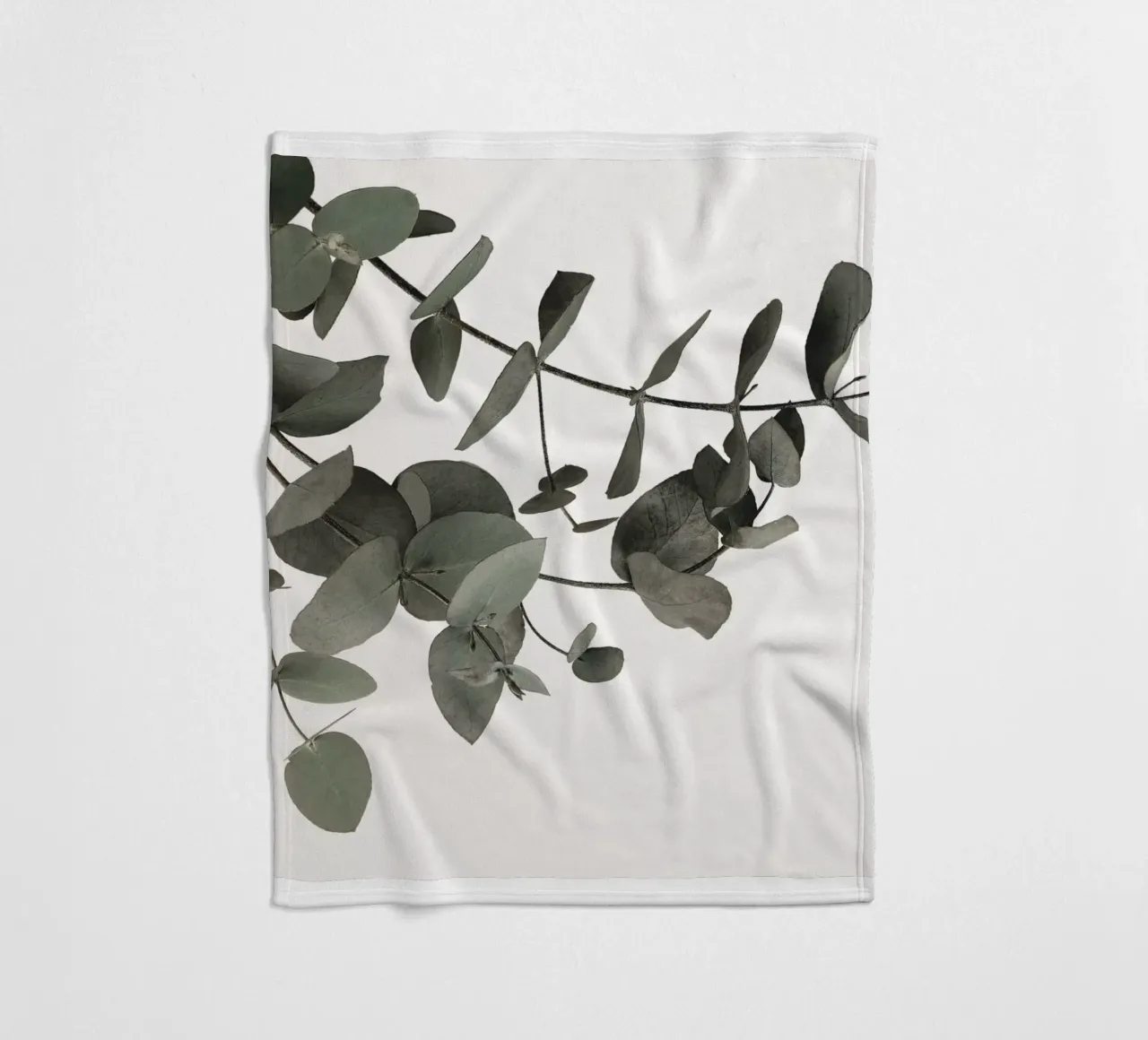 Eucalyptus Minimal - Stylish natural motif in subtle tones fleece blanket by Whole©