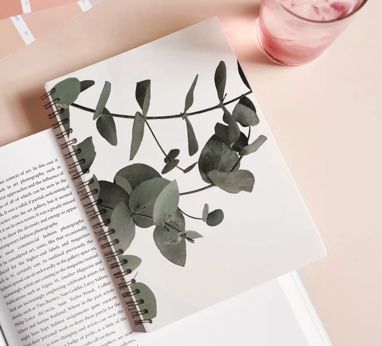 Eucalyptus Minimal - Stylish natural motif in subtle tones spiral notebook by Whole©