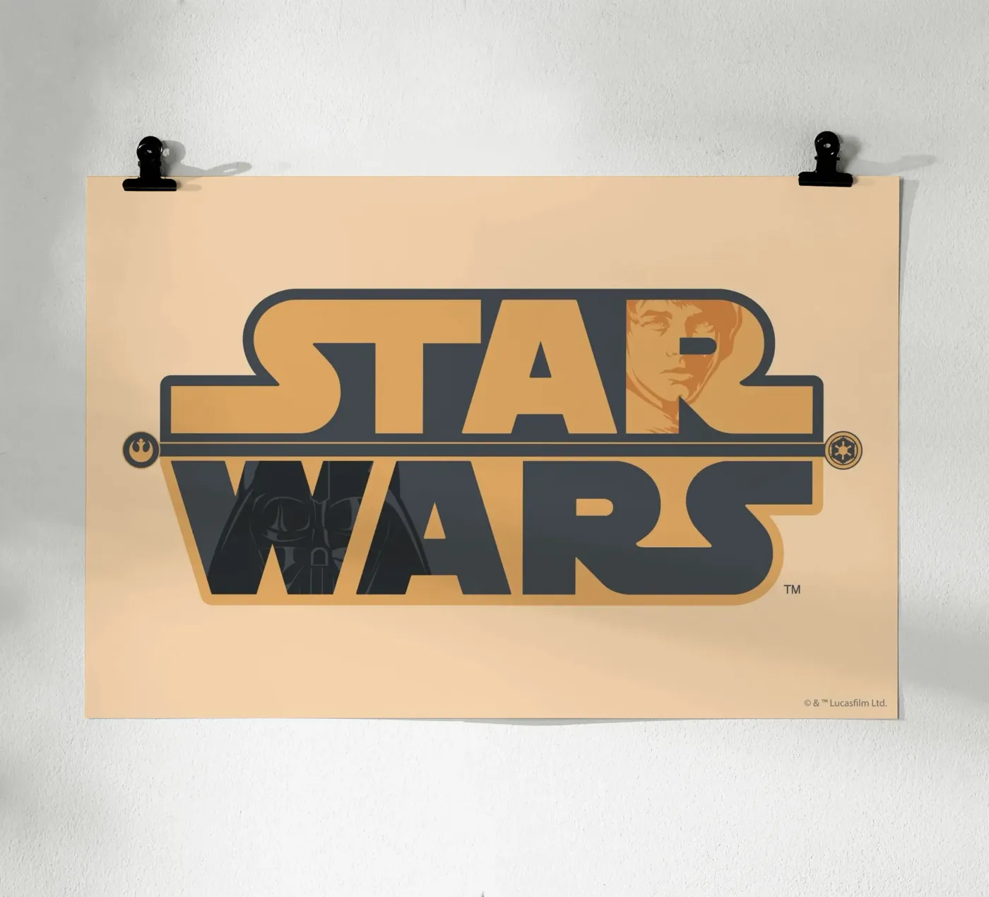 STAR WARS LOGO - DARTH VADER vs LUKE SKYWALKER poster con telaio in alluminio da Star Wars