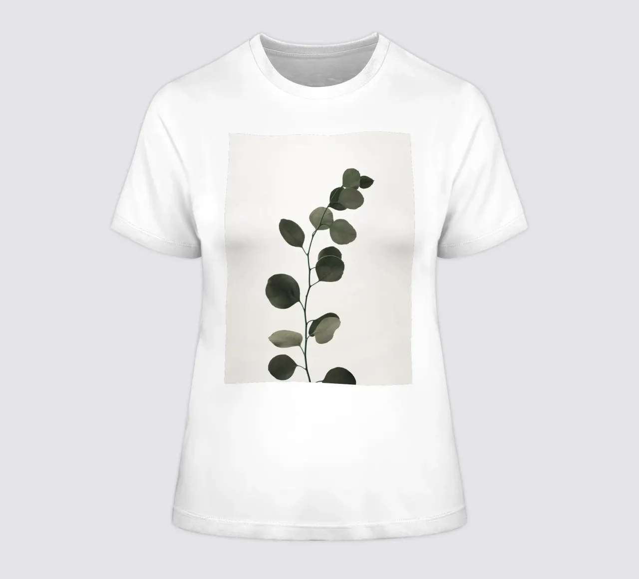 Minimalist eucalyptus - Stylish botanical elegance women's fitted t-shirt by Whole©