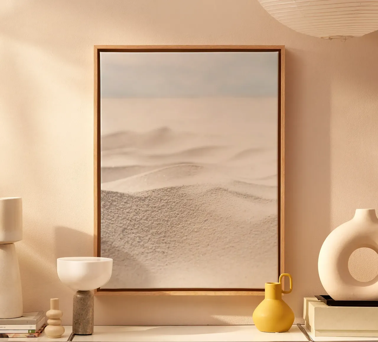 Sand waves on the beach - minimalist natural design canvas with Floater frame by Whole©