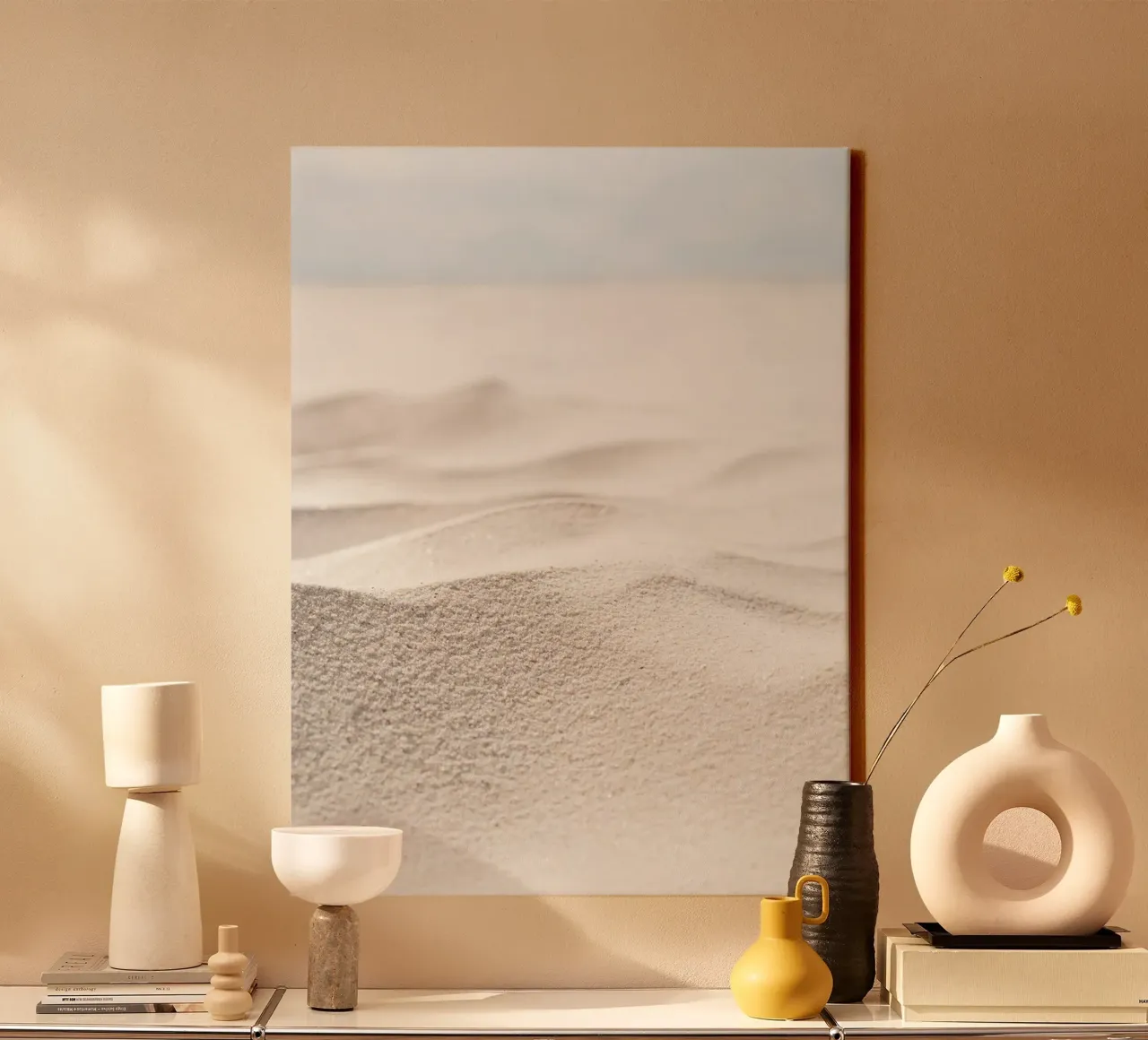 Sand waves on the beach - minimalist natural design canvas with Floater frame by Whole©