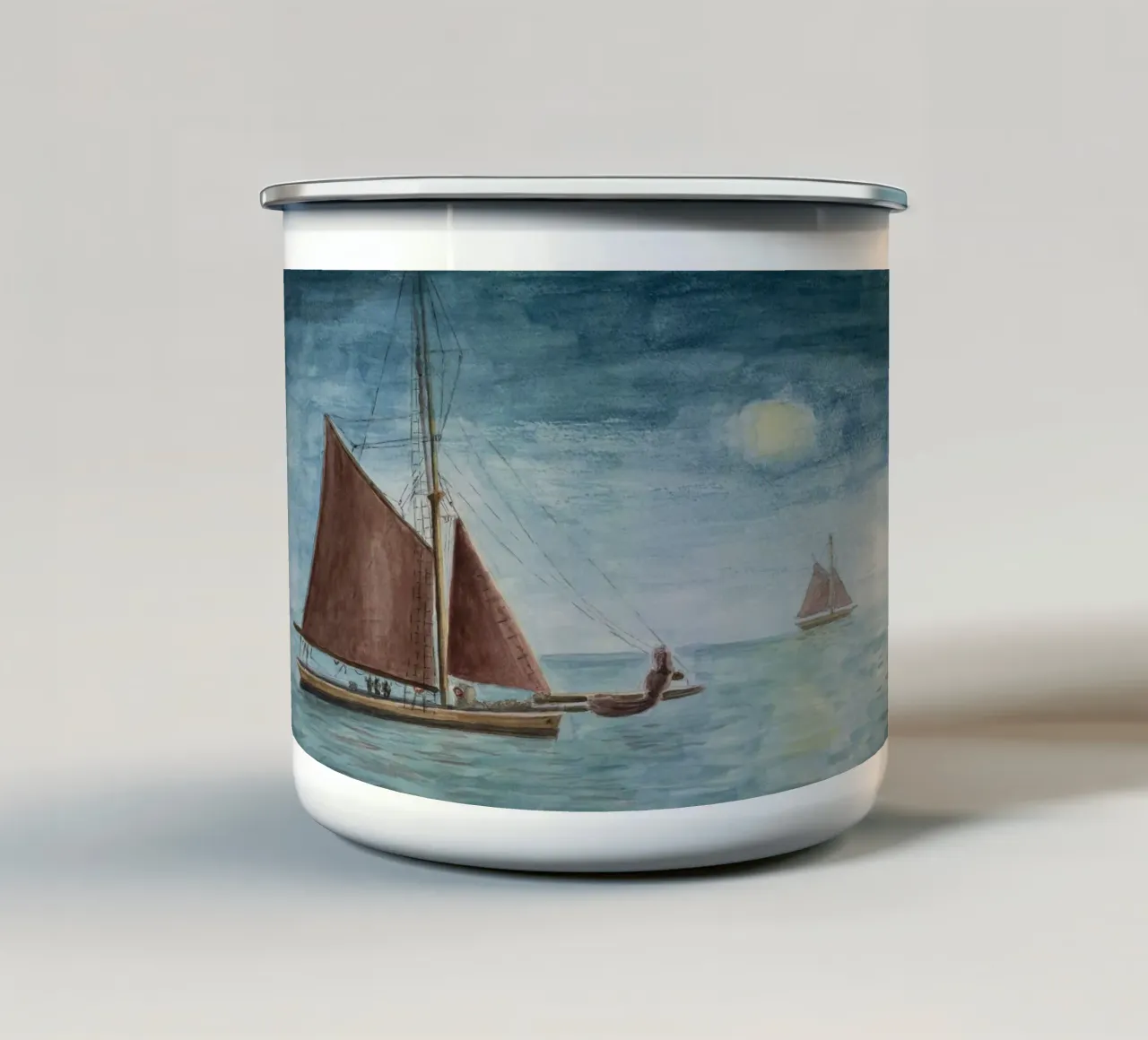 Zeesenboote sul mare tazza in smalto da Barbara Buderath Illustrationen