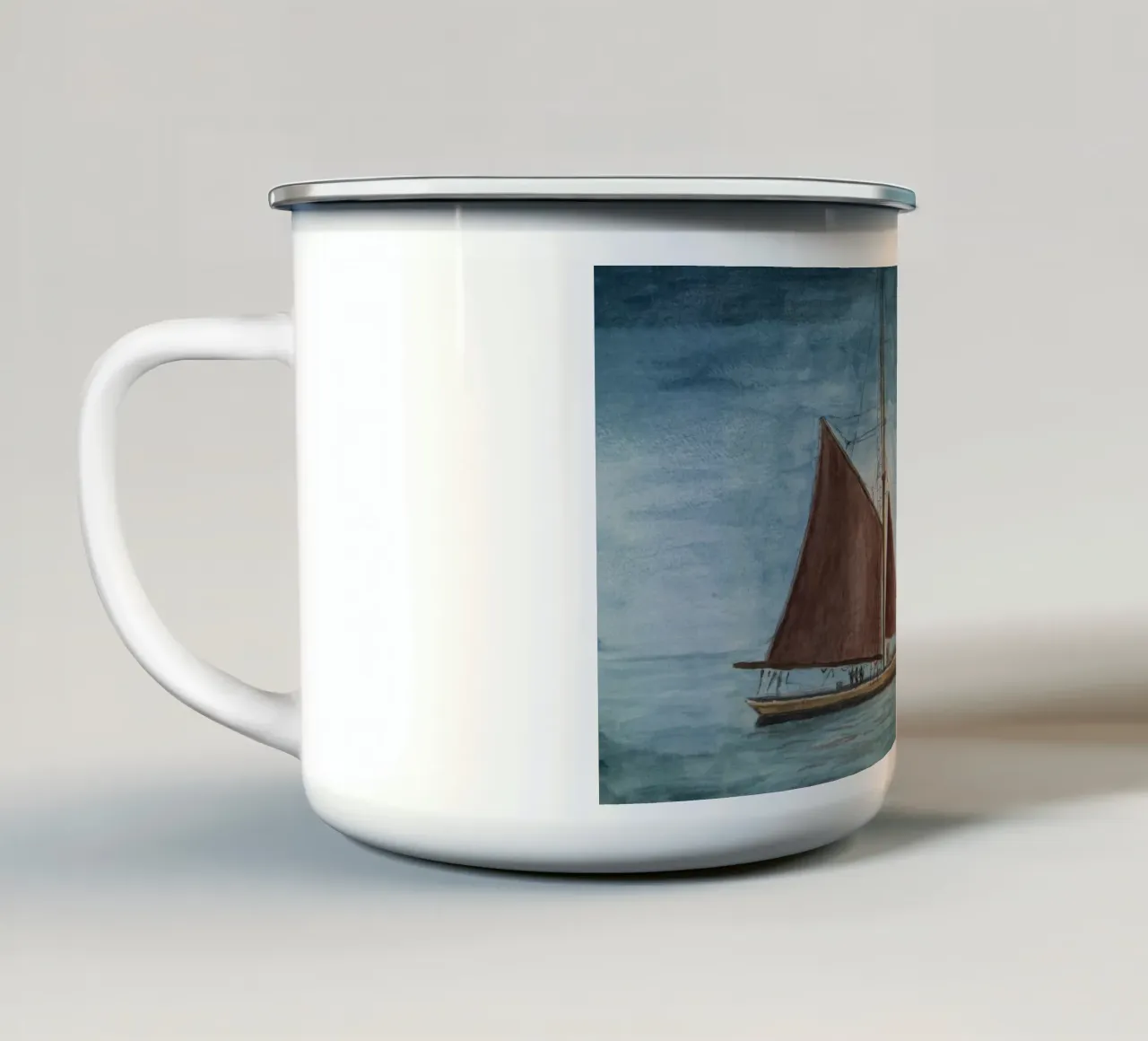 Zeesenboote sul mare tazza in smalto da Barbara Buderath Illustrationen