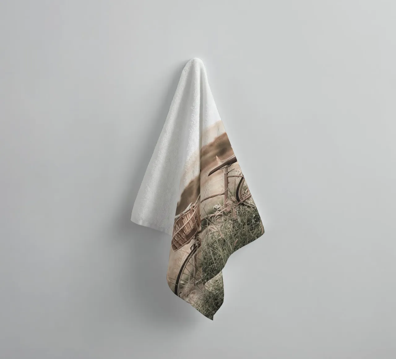 Vintage bicycle nature - Romantic landscape design towel by Whole©