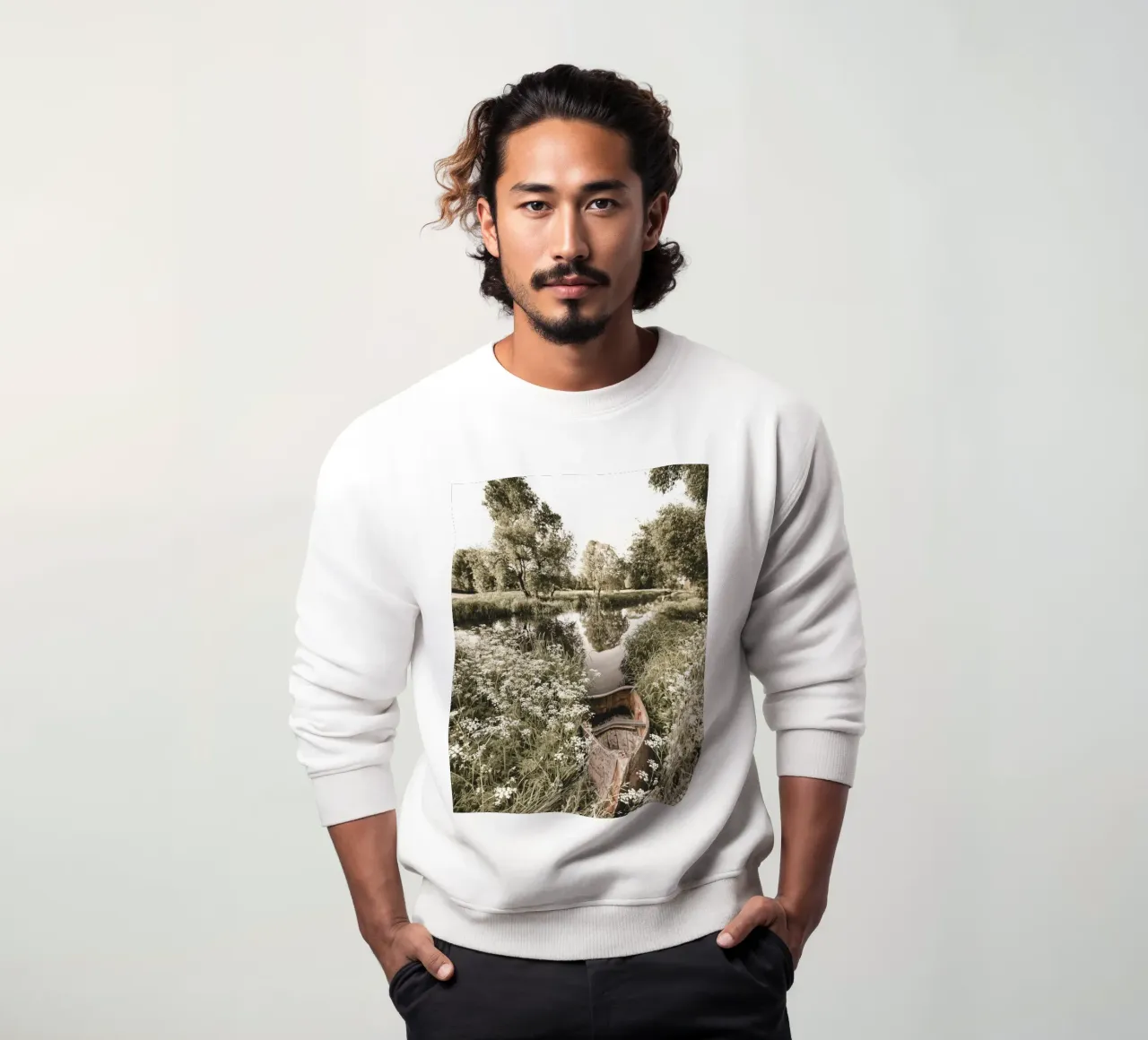 Abandoned boat by the lake - nature wall art landscape sweatshirt by Whole©