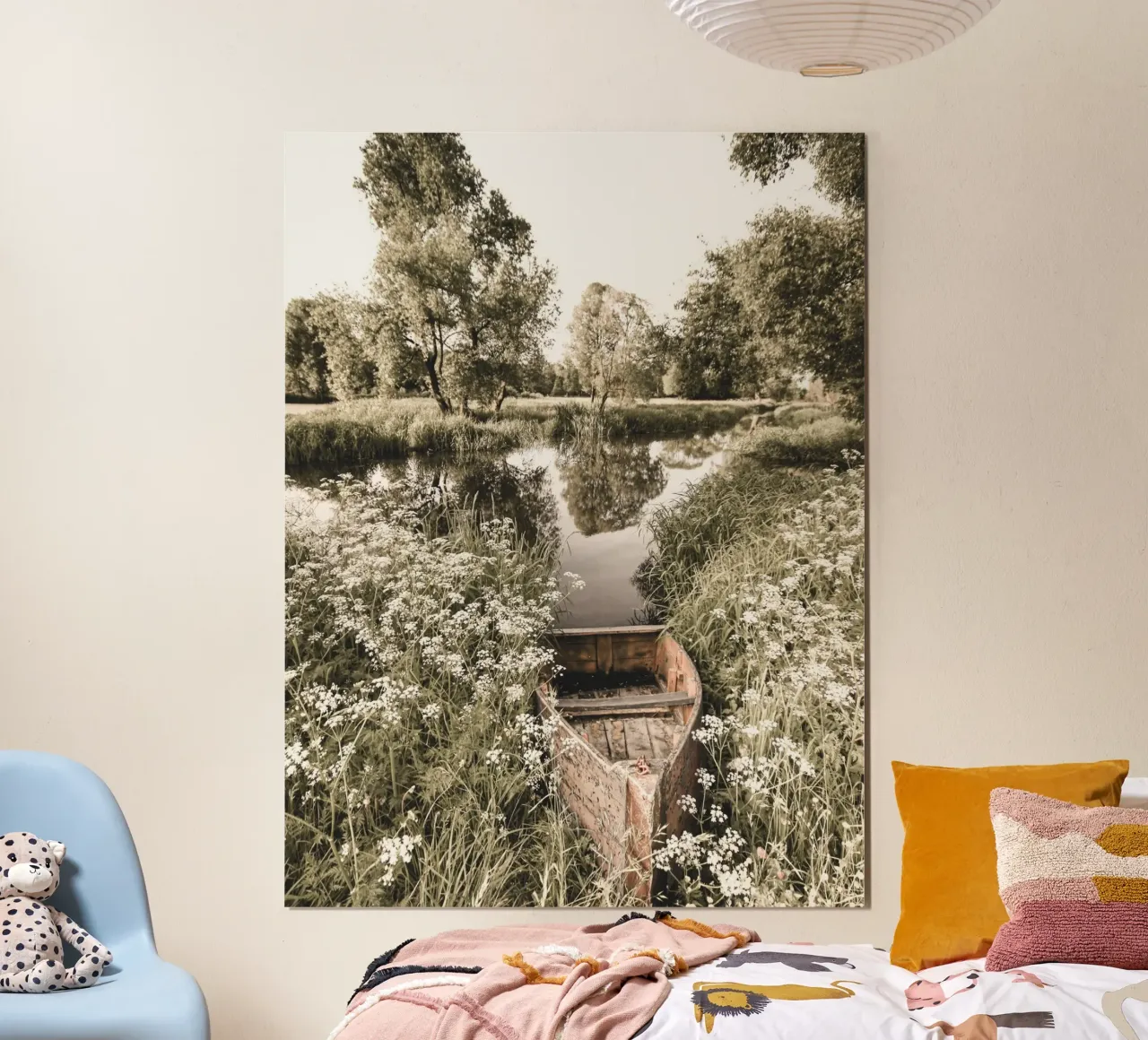 Verlaten boot op het meer - natuur muurkunst landschap poster van Whole©