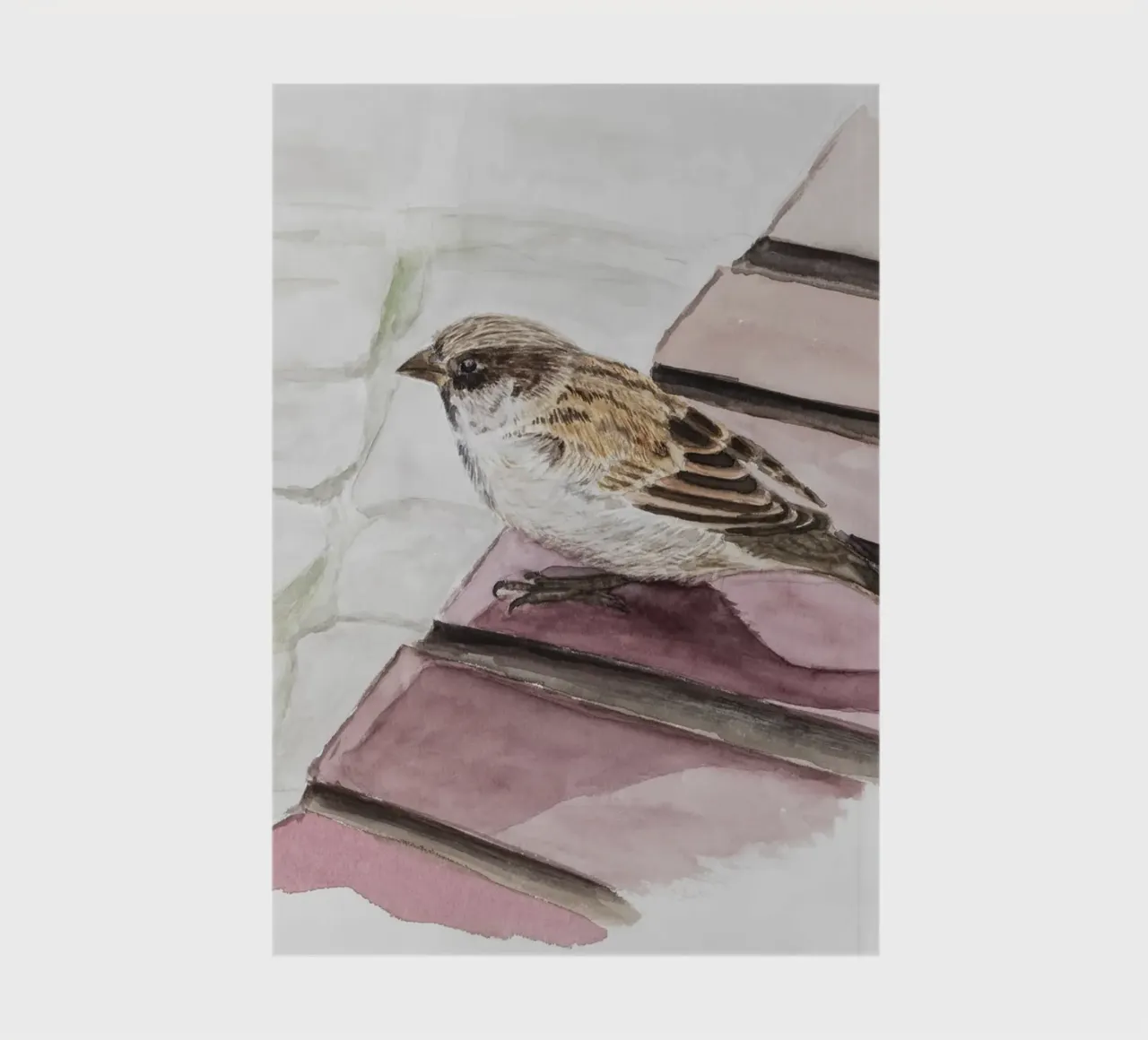 A sparrow sits on the wall notebook by Barbara Buderath Illustrationen