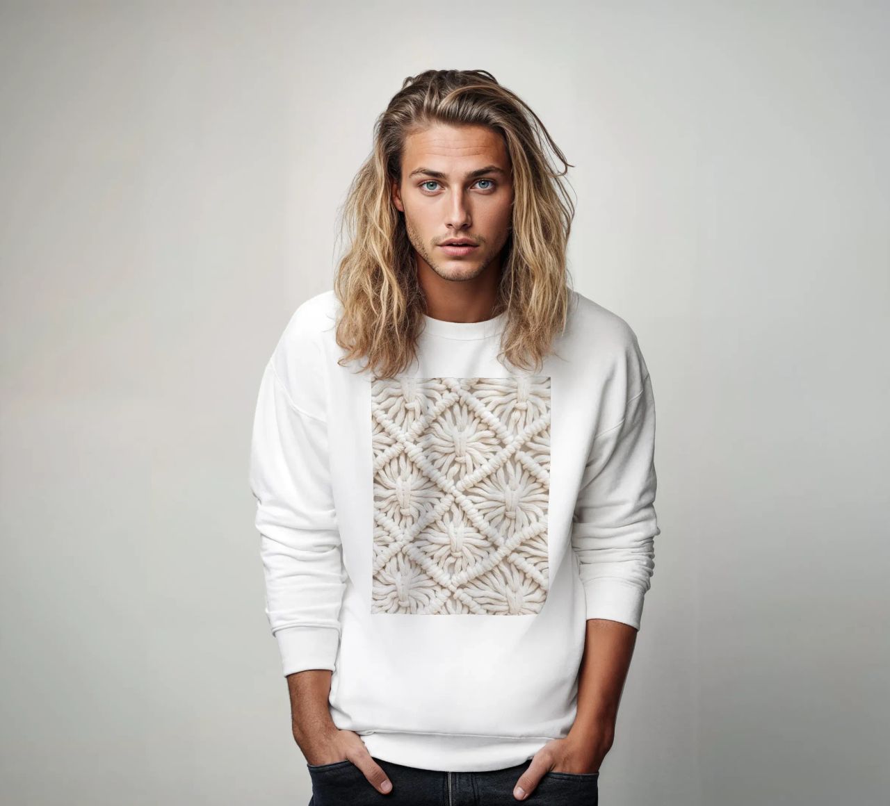 Motivo macramè boho - Design tessile alla moda felpa da Whole©