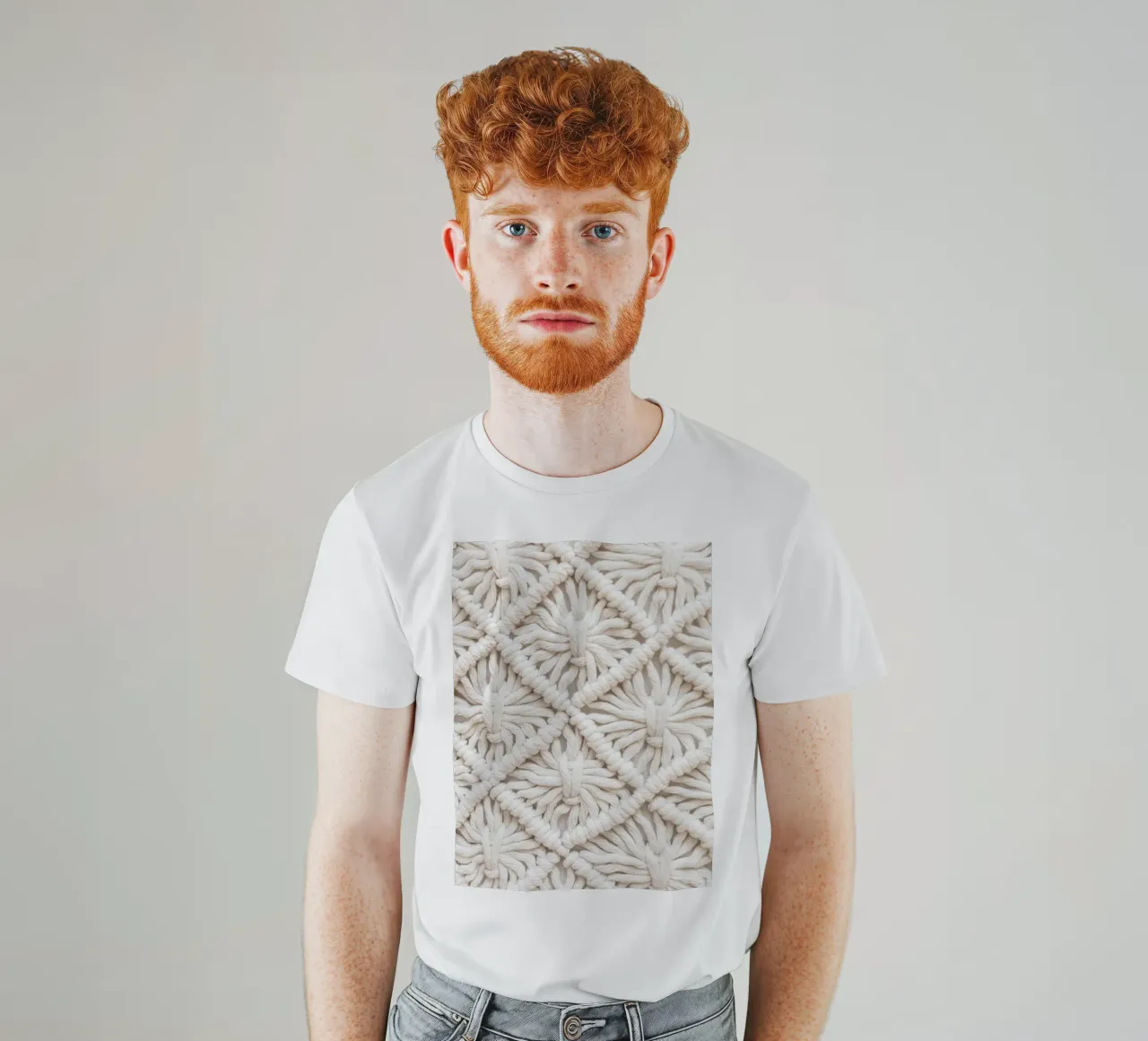 Boho macramé pattern - Stylish textile design t-shirt by Whole©